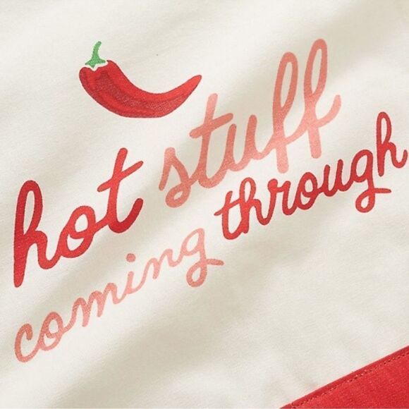 PAPER SOURCE Too Hot to Handle Hot Stuff Coming Through Gift Apron - Picture 2 of 8